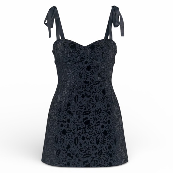 House of Harlow 1960 Dresses & Skirts - House of Harlow 1960 Navy B Floral Jacquard Sweetheart Tie Strap Evening Dress M